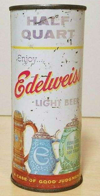 Edelweiss Light Beer Can Flat Top Half Quart Chicago,  Il