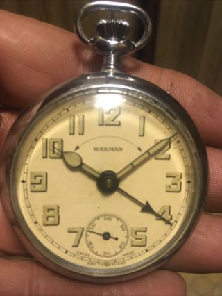 Vintage Swiss Harmon Alarm Pocket Watch Runs