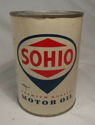 Vintage Sohio 1 Qt Quart Motor Oil Can.  S.  A.  E.  40.  Full And.
