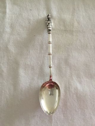 Very Fine Chinese Export Silver Condiment Spoon By Luen Wo,  Shanghai,  C.  1890