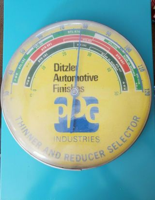 Vintage Ppg Ditzler Automotive Paint Finishes 12in Round Advertising Thermometer