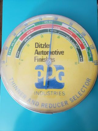 Vintage PPG Ditzler Automotive Paint Finishes 12in Round Advertising Thermometer 2