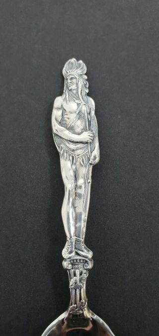 Antique Sterling Silver Souvenir Spoon Full Figure Native American Denver
