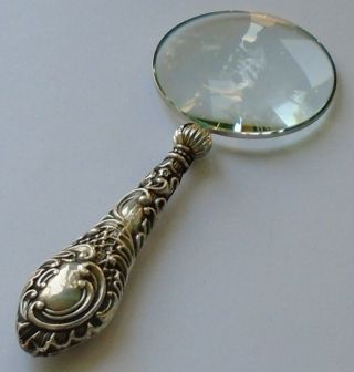 A.  Bromet & Co Hallmarked Sterling Silver Handle Magnifying Glass B/ham 1904