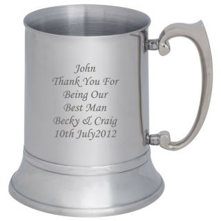 Personalised Stainless Steel Tankard Engraved Wedding,  Best Man Gift