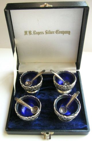 Vintage F.  B.  Rogers Silver Company Set Of Silver Plate Salt Sellers