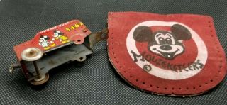 Vintage 1950s Mickey Mouse Club Mouseketeer Red Coin Purse & Tin Rail Car Parts