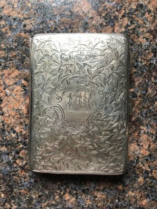 Antique Edwardian Silver Card Case 1901 With Notebook And Pencil