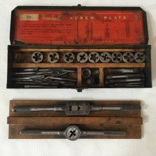 Vintage Threadwell Greenfield No 510 Screw Plate Tap & Die Set With Metal Box
