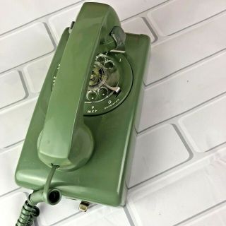 Vintage Stromberg Carlson Avocado Green Rotary Dial Wall Telephone