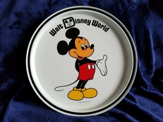 Walt Disney World 1970s Mickey Mouse Metal Tin Tray Plate Vintage Souvenir