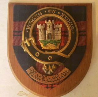 Vintage Maclachlan Authentic Scottish Crest Wooden Wall Plaque Clan Coat Of Arms