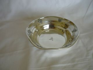 Vintage,  Sterling Silver Candy/nut Dish,  Pierced Design Around Rim 6 " W,  1 1/2 H