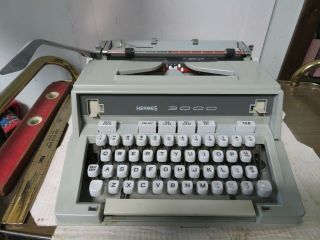 Vintage Sea Foam Green Hermes 3000 Portable Typewriter With Key