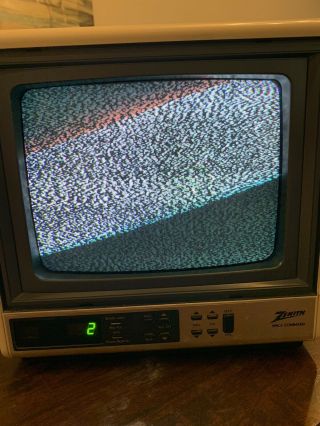 Vintage Zenith Portable Space Command Television 9 " Color Tv Pop Out Handle