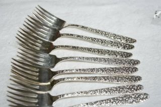 National Silver Co.  Silver Plated Flatware " Narcissus " (8) Salad Forks 5 3/4 "