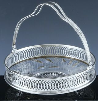 C1900 Roden Sterling Silver & American Brilliant Cut Glass Serving Basket Dish