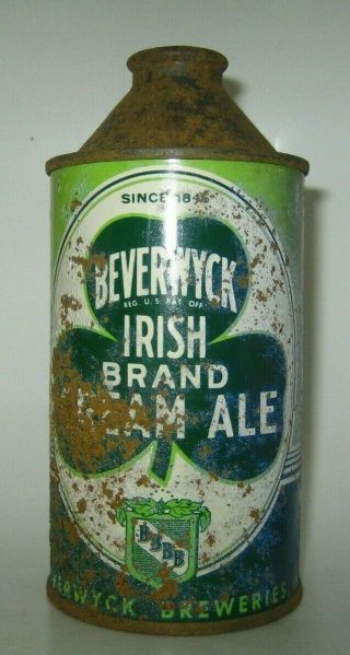 Old Beverwyck Since 1845 Irish Cream Ale Cone Top Beer Can Albany,  York Irtp
