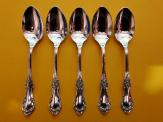 International Wild Rose Sterling Silver 4 - 1/8 " Demitasse Spoons Set Of 5