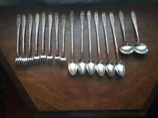 16 Pc Set Silverplate National Silver Co.  Narcissus 6 Teaspoon 8 Cocktail 2 Soup