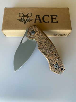 Custom Giant Mouse Ace Knives Biblio Bronze M390 Steel Folding Knife - Vox Design