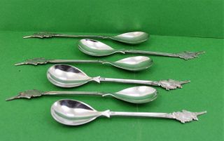 Vintage Silver Spoons 6 No Marked 800 S Cyprus Map Terminal 75 Gr