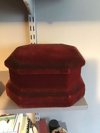 Vintage Red Velvet Covered Display Stand 10 X 10 Inch 6 Inch High Jewellers