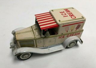 Vintage 1960s Ice Cream Ford Delivery Truck Tin Litho Toy Made In Japan