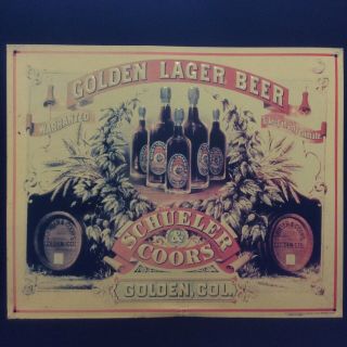 Vintage Schueler & Coors Golden Lager Beer Tin Sign Golden,  Colorado
