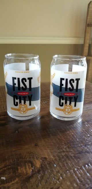 Revolution Brewing Fist City Beer Can Shaped Glass - Set Of 2 Chi Pale Ale