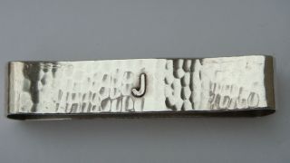 Arts & Craft Lebolt Hand Hammered Sterling Napkin Ring " J ",  Chicago 1899 - 1983