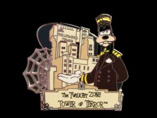 Disney Wdw - Attractions - Tower Of Terror Goofy Bellhop & Spiderweb Trading Pin