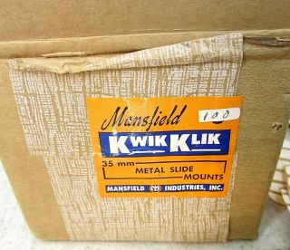 Vintage Box Of 75 Glass Slide Mounts 35mm Kwik Klik By Mansfield Box