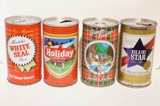 4 cans from Canada - Simon Fraser,  White Seal,  Holiday,  Blue Star 3