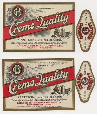 2 Dif Cremo Brewing Cremo Quality Ale Labels With Necks 1 Irtp U Britain Ct