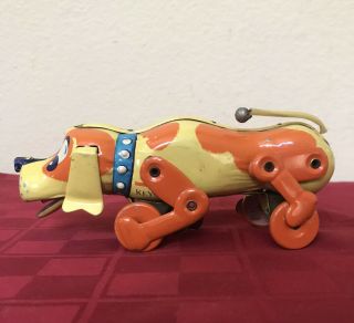 Vintage Tin Wind Up Toy Kanto Japan Mechanical Hound Dog