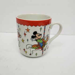 Vintage Disneyland Coffee Mug Carousel Disney World Cup Mickey Donald Minnie