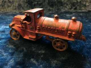 Vintage Red Cast Iron Gas Truck - Ac Williams Hubley Arcade 1930s? -