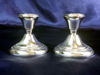Mid Century Polished Wallace Sterling Silver Weighted Candle Holders