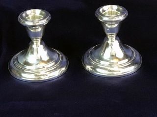 MID CENTURY POLISHED WALLACE STERLING SILVER WEIGHTED CANDLE HOLDERS 2
