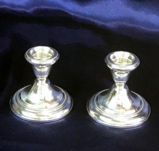 MID CENTURY POLISHED WALLACE STERLING SILVER WEIGHTED CANDLE HOLDERS 3