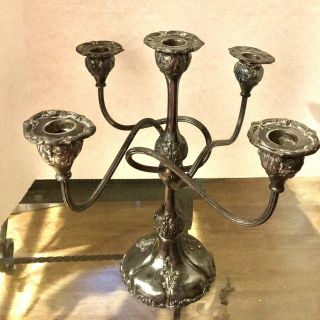 Antique Art Nouveau Van Bergh Silver Plate Co Candle Stick Candelabra Ornate