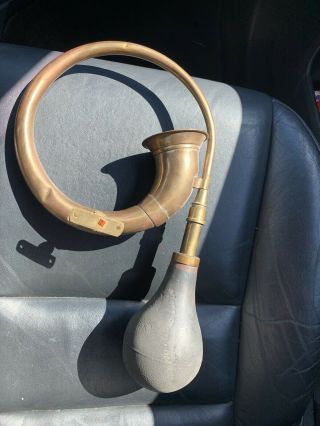 Vintage Brass Car Automobile Buggy Horn Trumpet W/ Squeeze Bulb -,  Loud