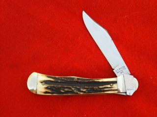 Rare Vintage A.  C Mfg Co Marinette Wisconsin Stag Lever Lock Pat 1916 Knife