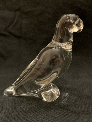 Vintage Baccarat Crystal Parrot Figurine,  Signed,  Made In France