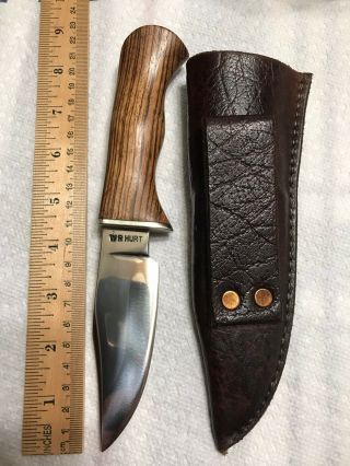 W R Hurt Custom Knife With Leather Sheath Hunting Camp