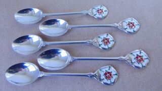 Vintage Sterling Silver Enamel Coffee Spoons 1955