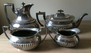 Antique Daniel & Arter Birmingham Silver Plated Four Piece Tea Set