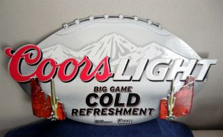 Coors Light Beer 23 " X 13 1/2 " Tin Sign.  Football,  Big Game Cold Refreshment