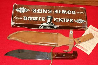 Vintage Western W49 Bowie Knife Usa Made " H " 1984 Date With Sheath Boxed